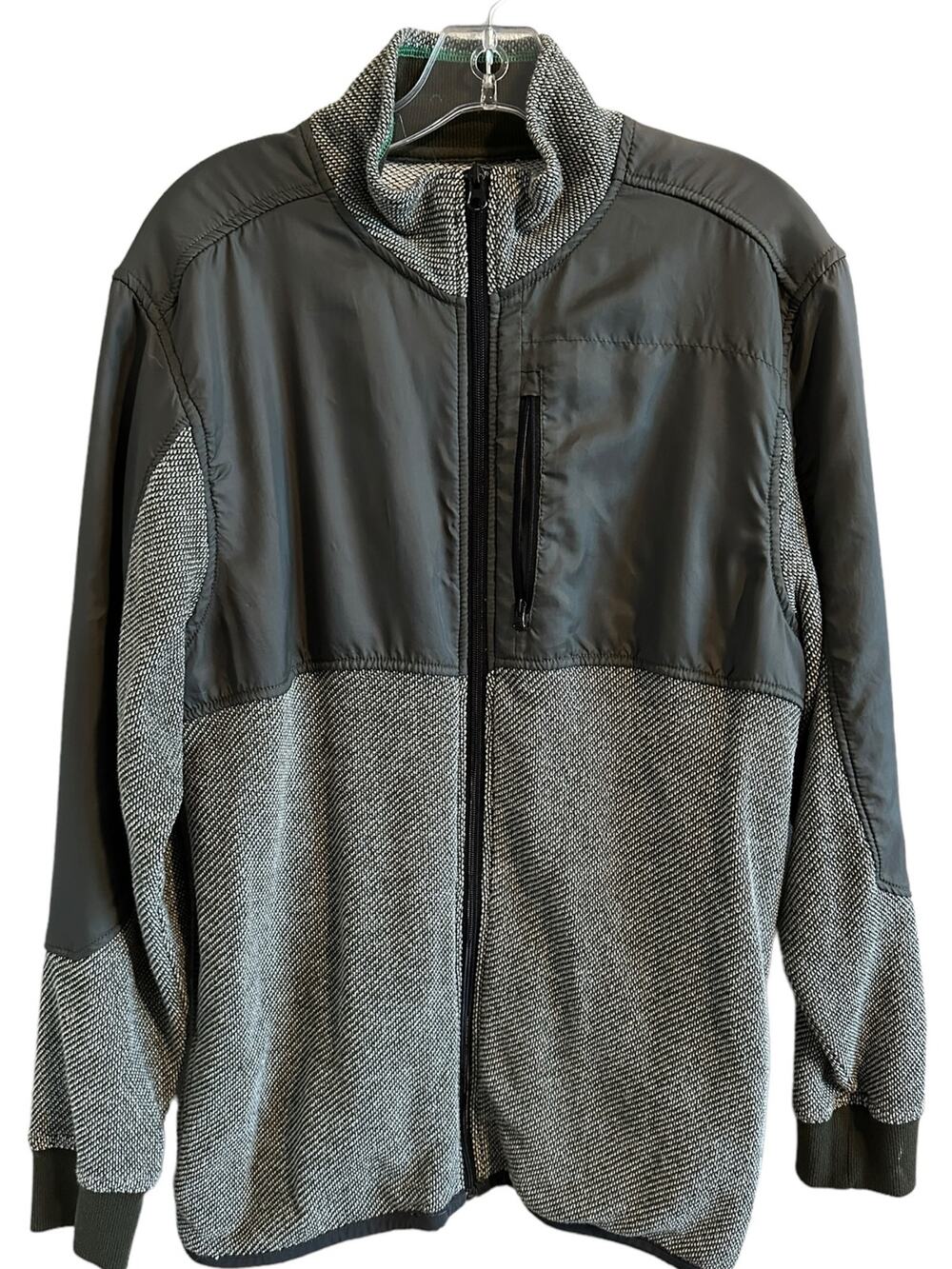 Unionbay Men's Medium Gray Long Sleeve Zip Up Lightweight Cotton Blend Jacket